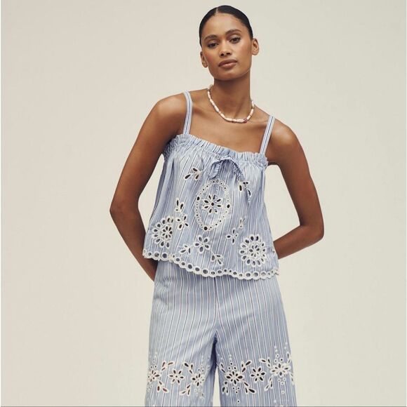 Anthropologie Tops - Anthropologie Maeve Embroidered Eyelet Tank